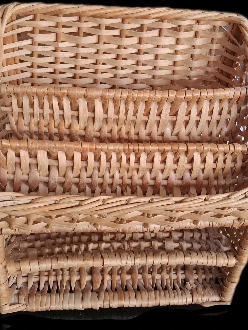 Natural Wicker 3-Tier Bamboo Storage Organizer - Tan